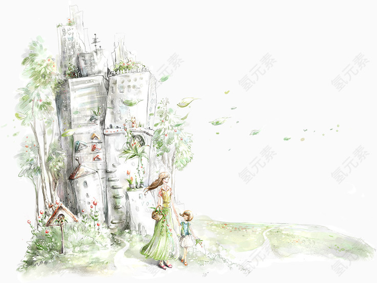 城堡前面的女孩