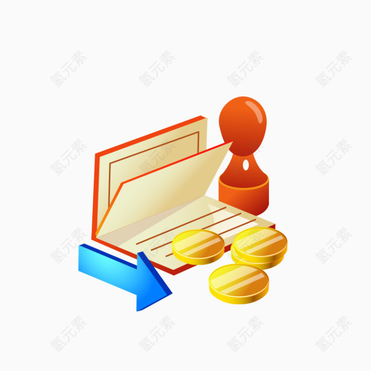 金币存折印章矢量素材