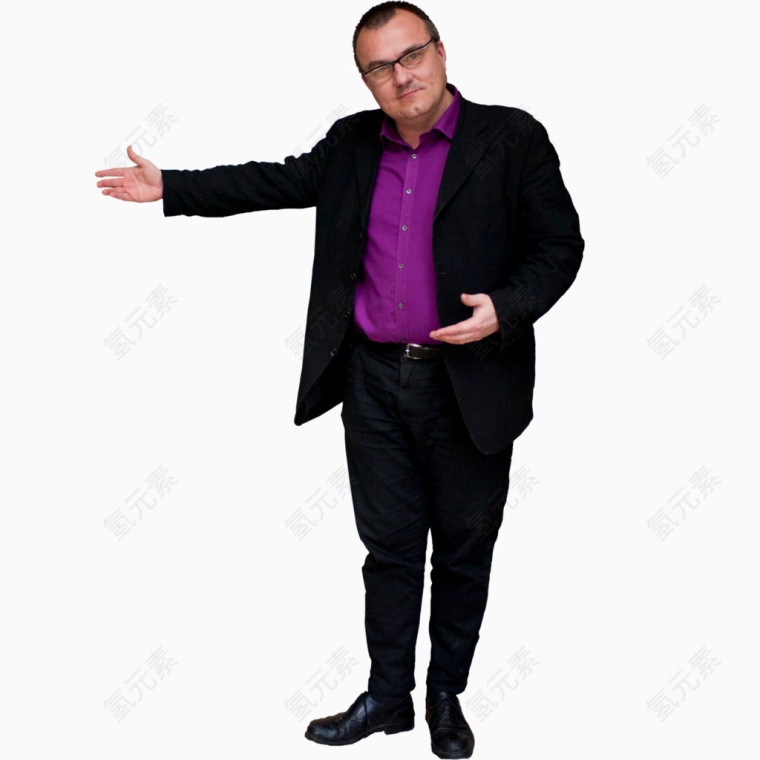 做出有请姿势的男人