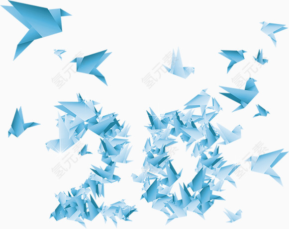 蓝色千纸鹤