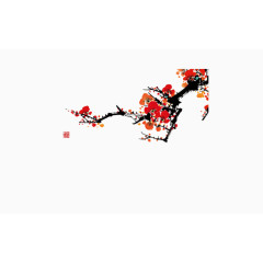 水墨花枝装饰