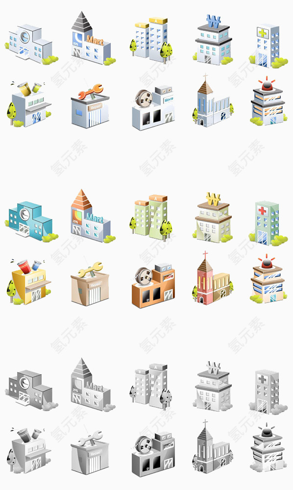 常见房屋建筑图标