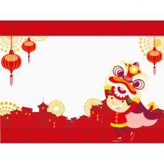 过年舞狮矢量