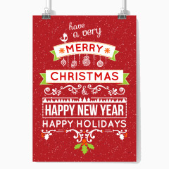 精致红色圣诞新年贺卡矢量素材