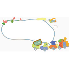 火车边框卡通海报促销素材