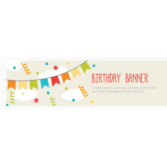 可爱生日banner矢量图
