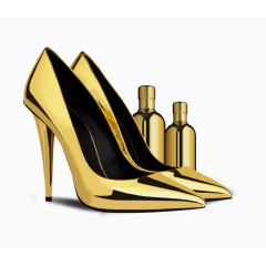 金色高跟鞋海报素材图片