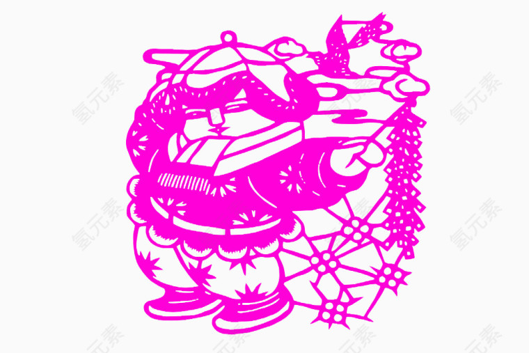 新年放鞭炮剪纸