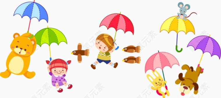 卡通可爱动物彩色雨伞