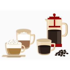 矢量手绘卡布奇诺