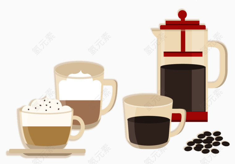 矢量手绘卡布奇诺