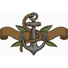 矢量手绘复古船锚标签