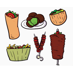 手绘美食煎饼烤串设计图