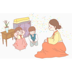 矢量手绘韩国插画