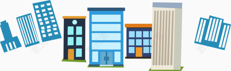 扁平高楼建筑素材