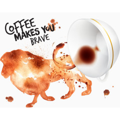 矢量咖啡污渍狮子