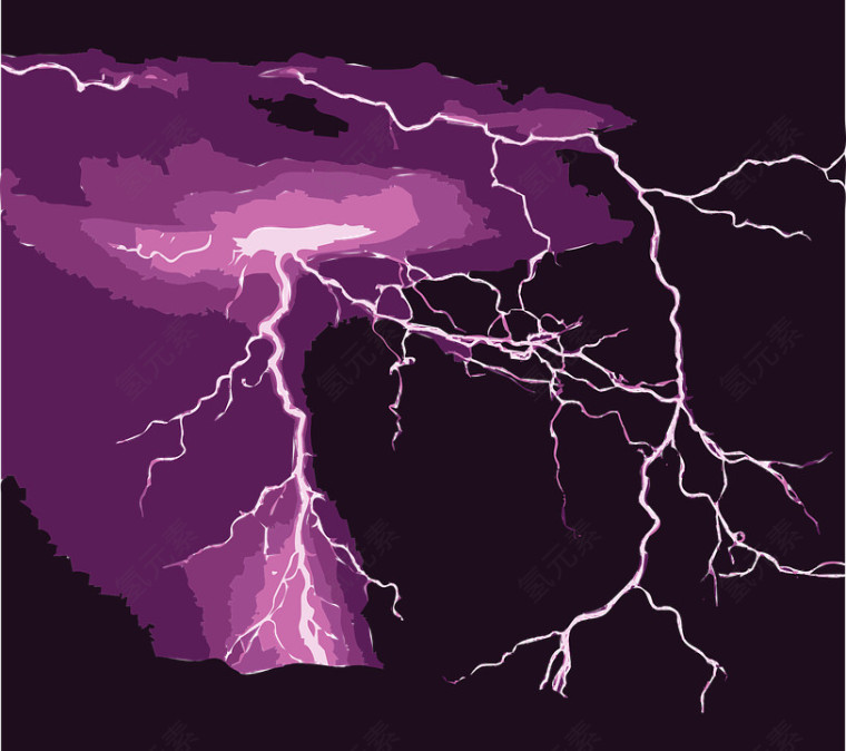 紫色雷电天气背景