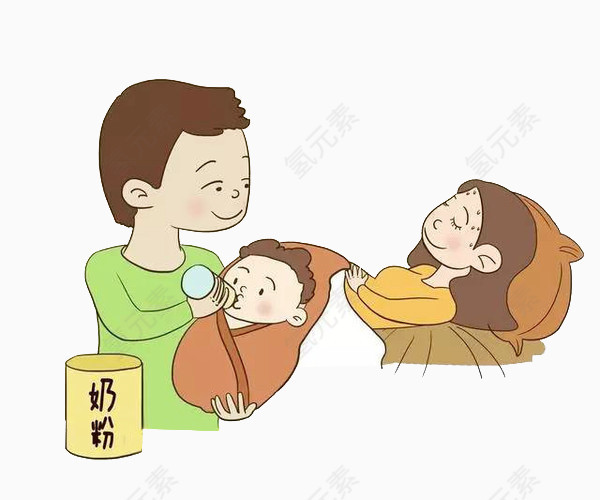 妈妈睡觉爸爸喂奶图片素材