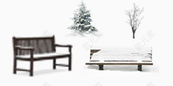 冬季雪景公园长椅