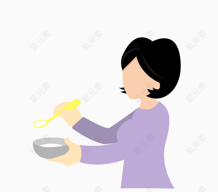 矢量紫色妈妈喂饭图案
