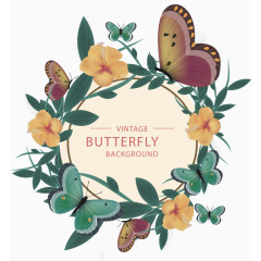 矢量手绘蝴蝶标签