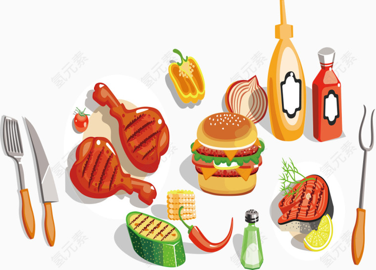 矢量图一套美餐