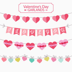 4款精致情人节拉旗矢量