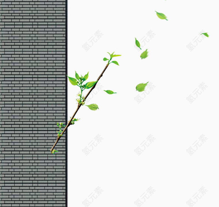 地产广告元素墙上的树枝