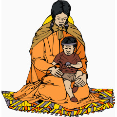 矢量母亲节卡通母子互动2