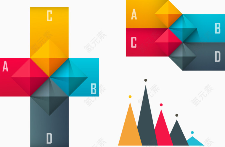 彩色矢量商业ppt图表素材