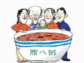 腊八粥卡通一家人图