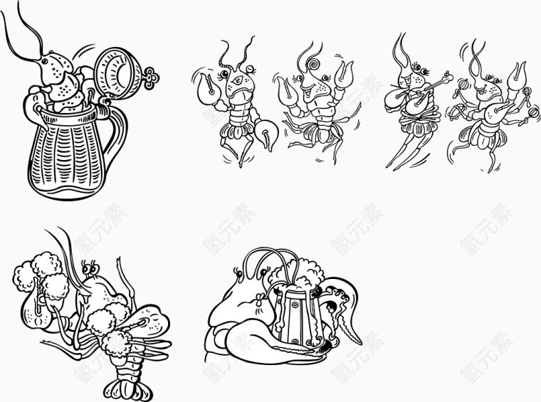 卡通手绘螃蟹矢量图