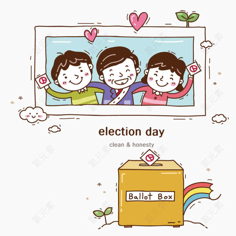 候选人合影和选票箱