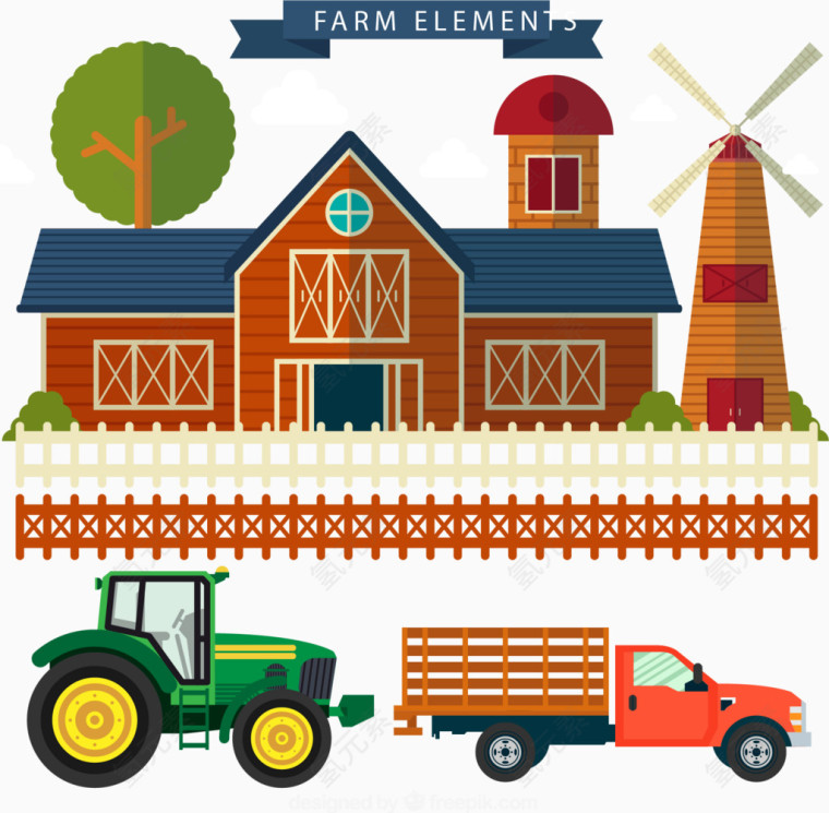 矢量生态农场的拖拉机