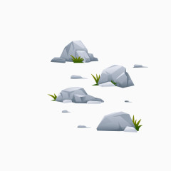 矢量灰色石头逼真块石头