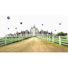 复古城堡道路背景素材