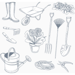 12款手绘园艺工具矢量素材