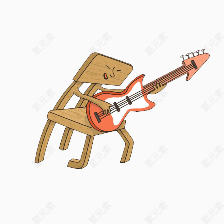 弹吉他卡通形象插画设计艺术