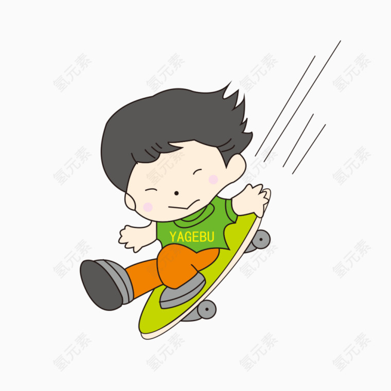 玩滑板的男孩