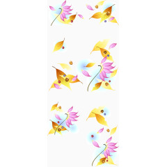 黄色紫色树叶矢量花纹装饰素材