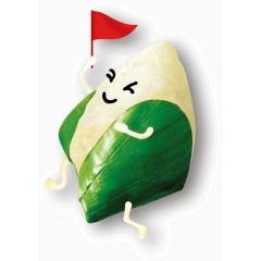 举着小红旗的卡通粽子