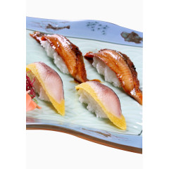 鳗鱼寿司拼黄色西鲮鱼