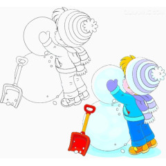 卡通人物堆雪人素材