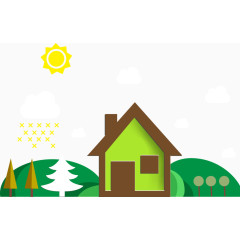 矢量绿色乡村房屋