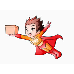 卡通送快递的飞人小哥