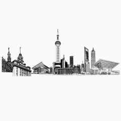 上海市矢量线图场景