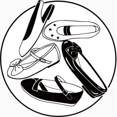 黑白矢量女士鞋子