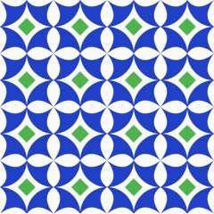 蓝色圆圈和白色四瓣花花纹