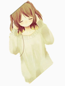 戴耳机听音乐的女孩