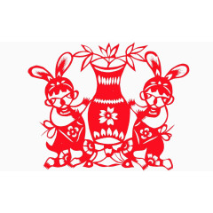 可爱的兔子剪纸